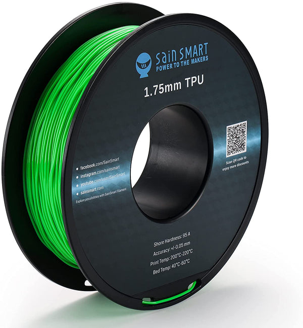 SainSmart Neon Green Cyberpunk TPU Filament – 1.75mm, 0.8kg (1.76 lb), 95A Shore Hardness SainSmart.com