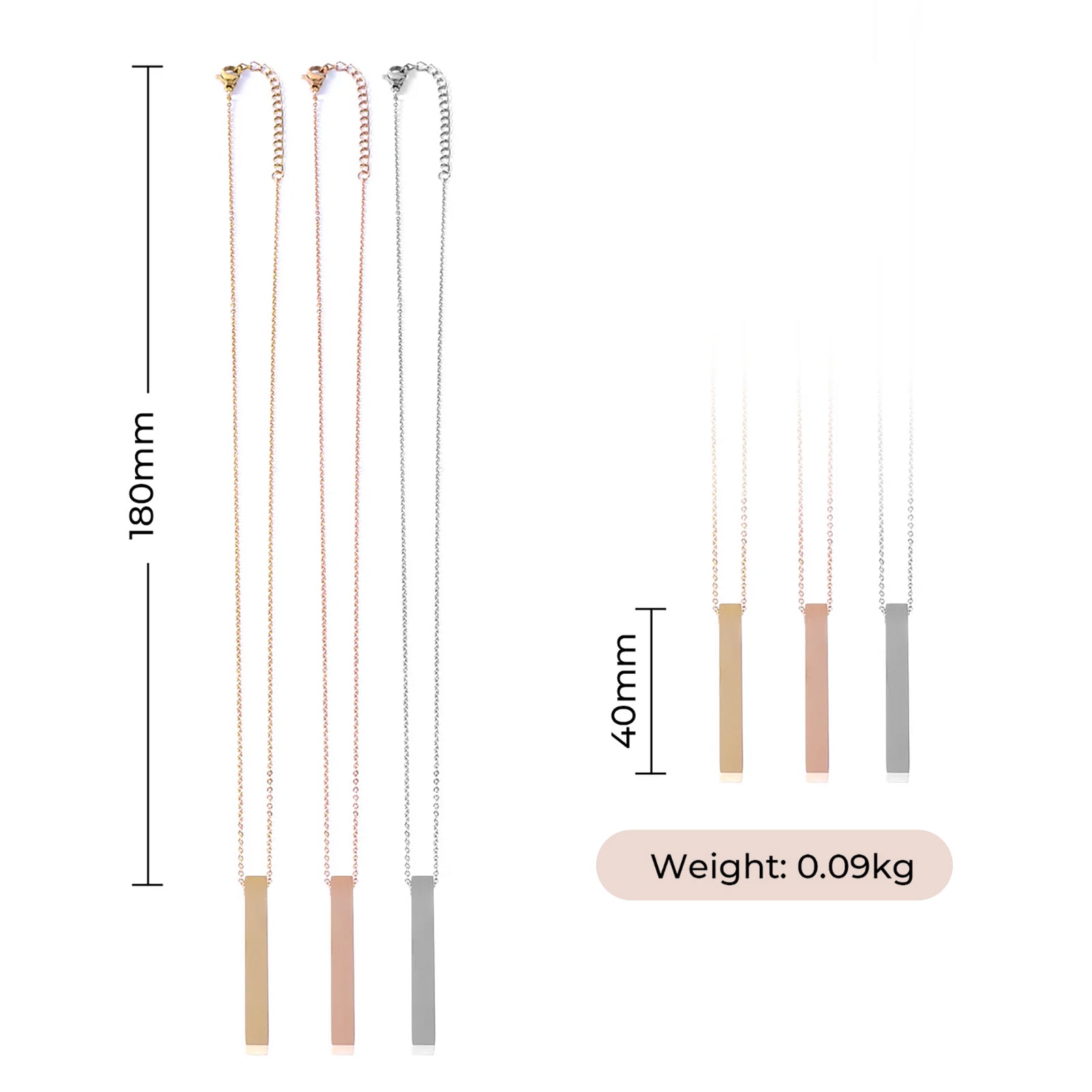 ComMarker Stainless Steel Bar Necklace (6pcs)