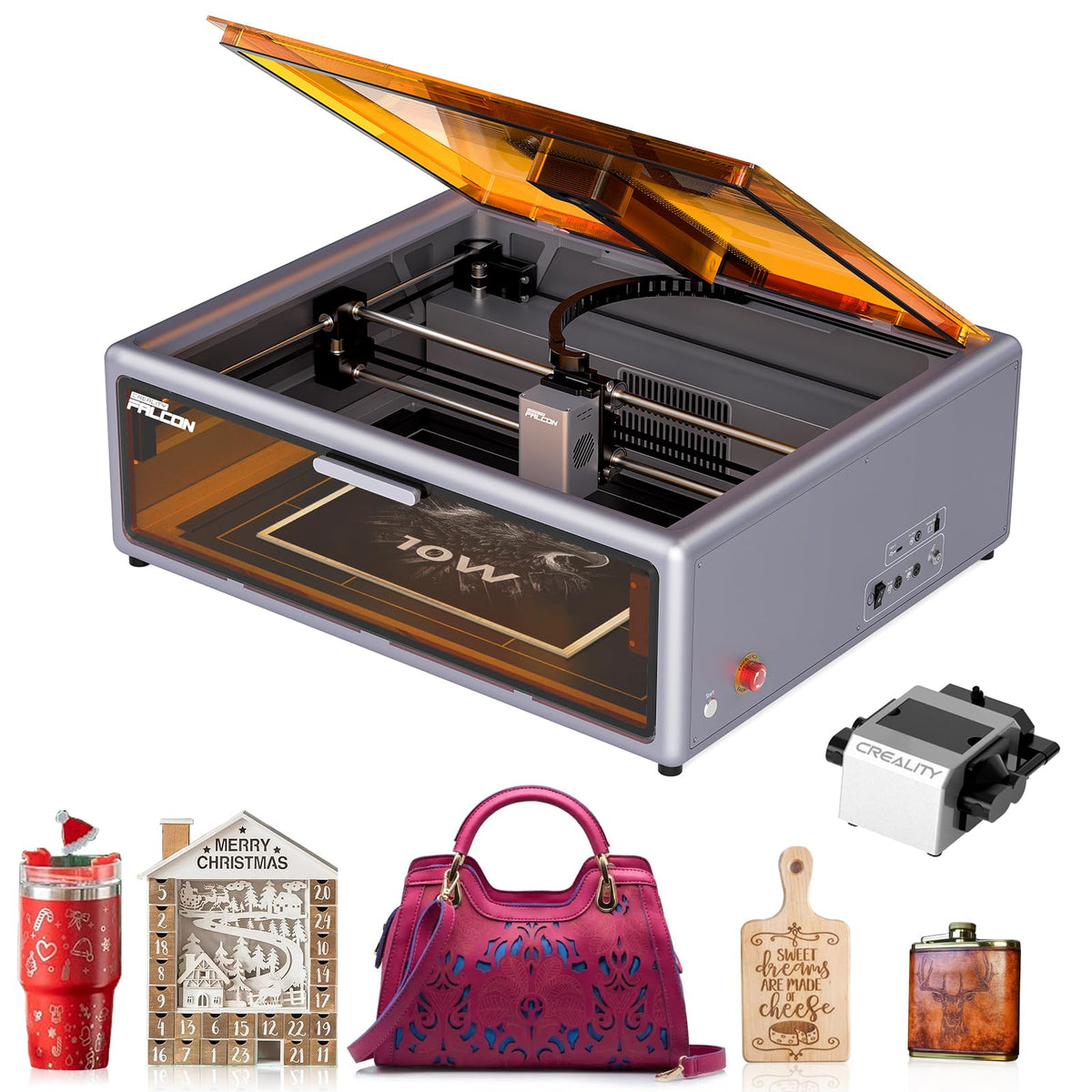 Creality Falcon A1 10W Laser Engraver – Class 1 Enclosed Laser Cutter with HD Camera & Air Assist SainSmart.com