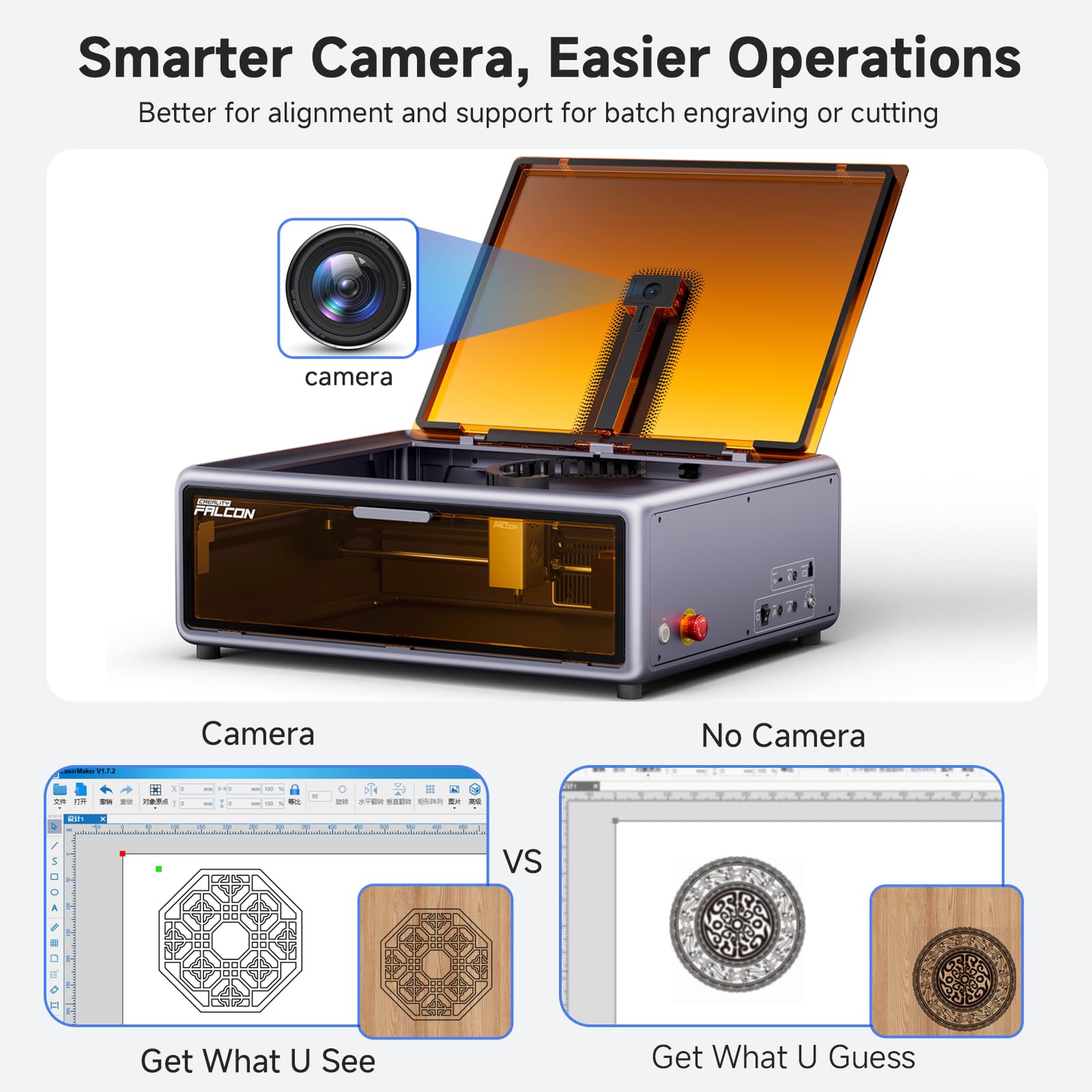 Creality Falcon A1 10W Laser Engraver, Enclosed Laser Cutter with Air Assist, HD Camera Positioning, Beginner-friendly, Class 1 Safety Laser Engravering Machine for Wood and Metal, Acrylic SainSmart.com