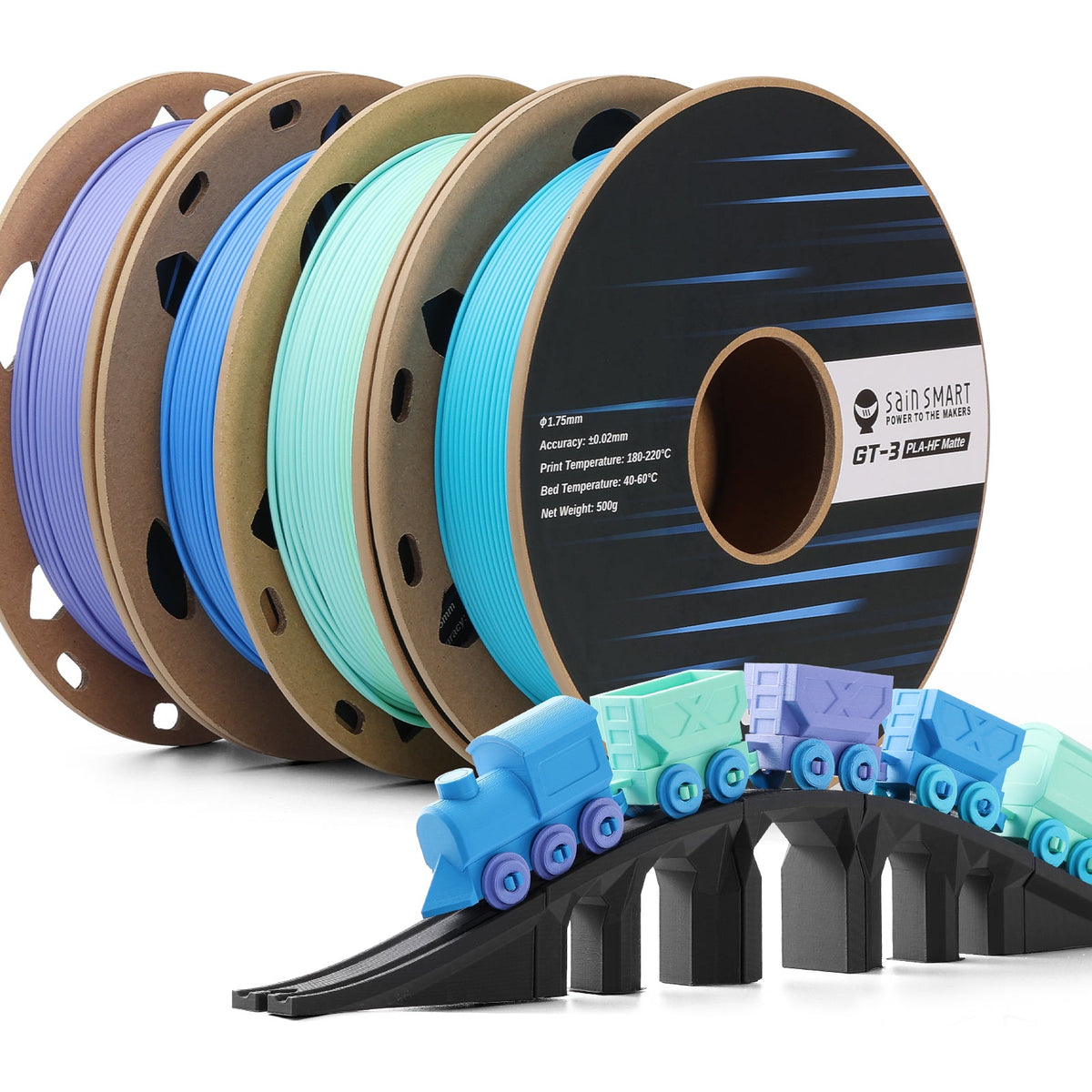 SainSmart GT-3 High-Speed Matte PLA Filament Bundle – 1.75mm, 500g × 4 Spools (2kg Total) SainSmart.com