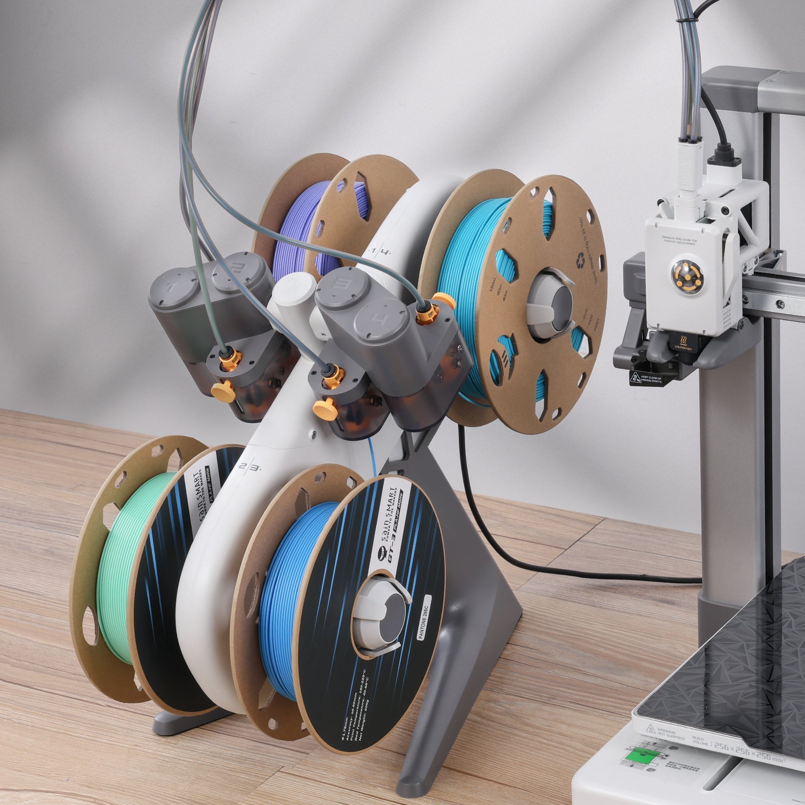 GT-3 High Speed Four-Color Bundle Matte PLA Filament, 1.75mm 500g X 4 Spools, 4.4lbs (2kg) Blue, Green, Violet, Indigo SainSmart.com