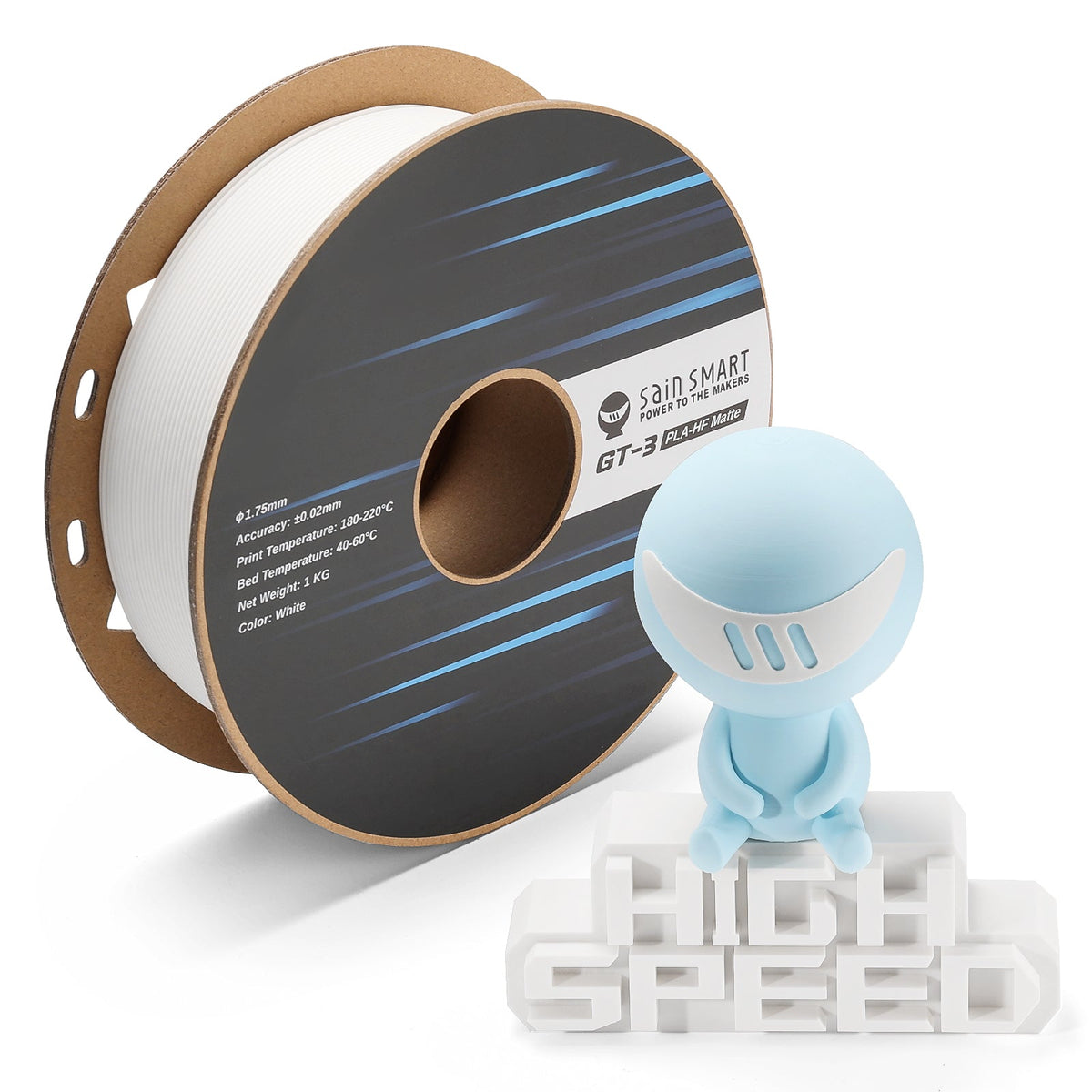 SainSmart GT-3 High-Speed Matte PLA Filament – 1.75mm, 1kg (2.2 lb) SainSmart.com