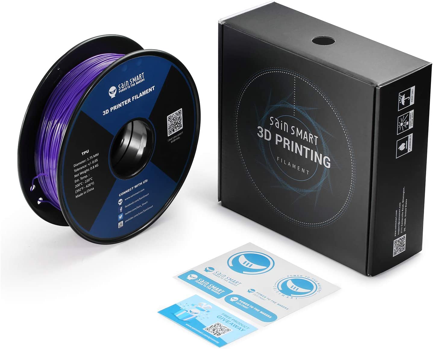 Neon Color TPU Filament Bundle Kit, Cyberpunk Color 1.75mm 0.8kg/1.76lb SainSmart.com
