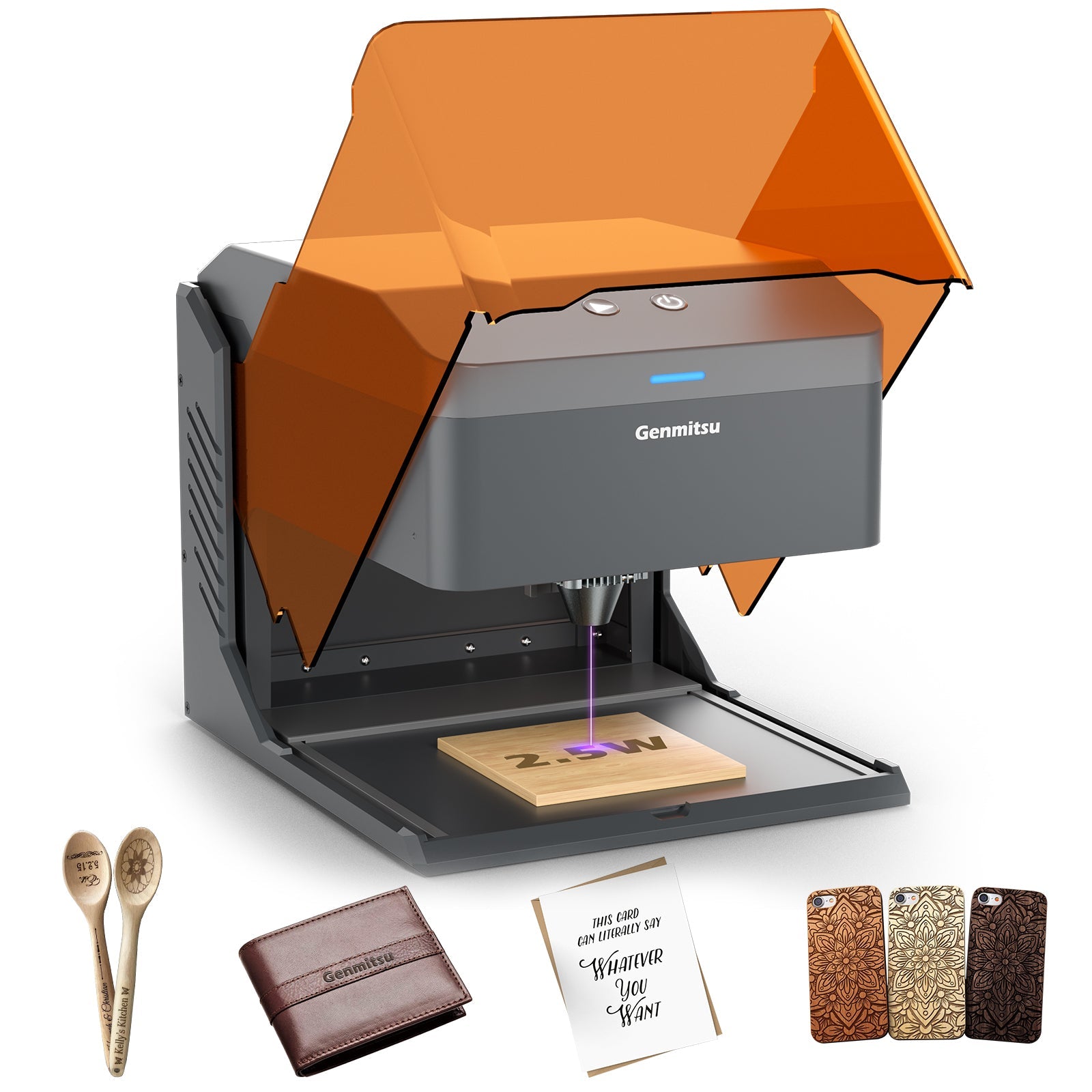 Kiosk Laser Engraver Machine, Compact, Open-to-use, 2.5W/5W/10W, Home Laser Cutter with Acrylic Enclosure SainSmart.com