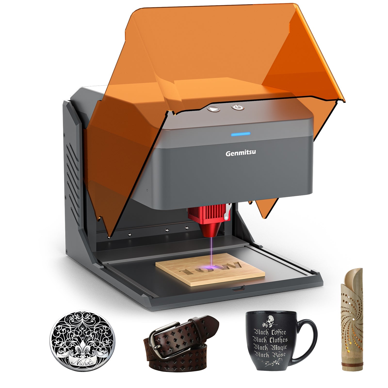 Kiosk Laser Engraver Machine, Compact, Open-to-use, 2.5W/5W/10W, Home Laser Cutter with Acrylic Enclosure SainSmart.com
