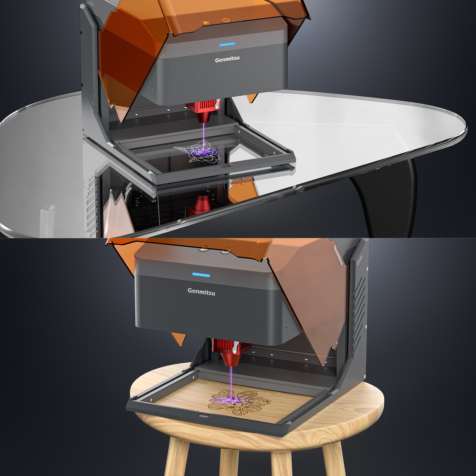 Kiosk Laser Engraver Machine, Compact, Open-to-use, 2.5W/5W/10W, Home Laser Cutter with Acrylic Enclosure SainSmart.com