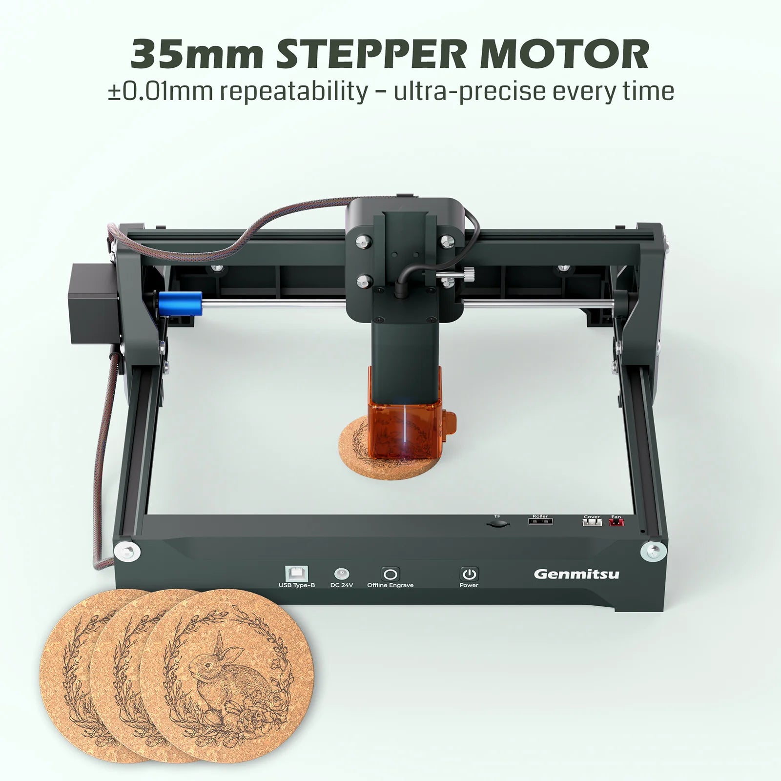Kortek Laser Engraver Machine, 2.5W/5W/10W, ±0.01mm High Precision, IR Laser Compatible, Portable CNC Laser Cutter SainSmart.com
