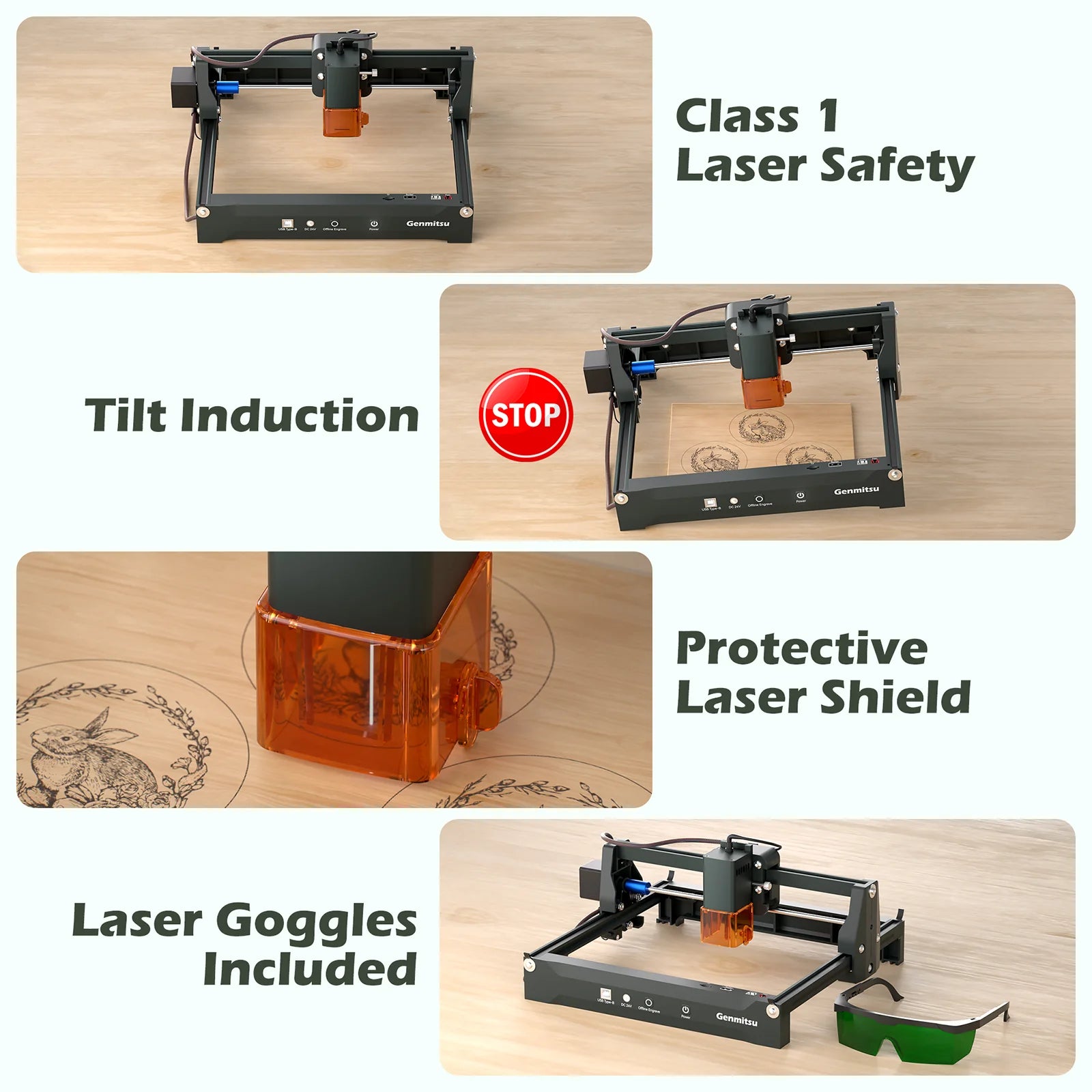 Kortek Laser Engraver Machine, 2.5W/5W/10W, ±0.01mm High Precision, IR Laser Compatible, Portable CNC Laser Cutter SainSmart.com