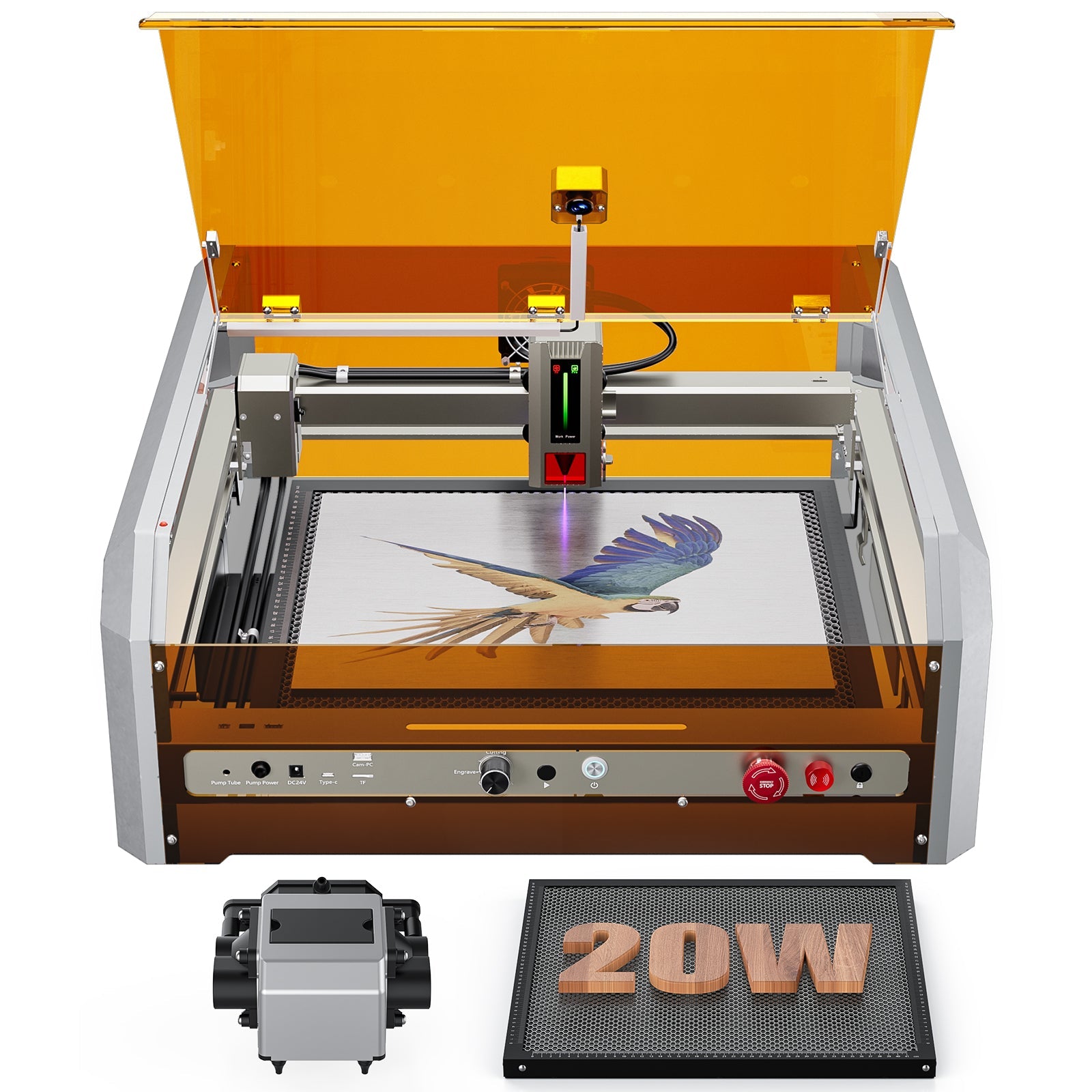 L8 Laser Engraver Machine, 20W/40W Power, 40000mm/min High Speed All-in-one, Air Assist, Lightburn Camera SainSmart.com