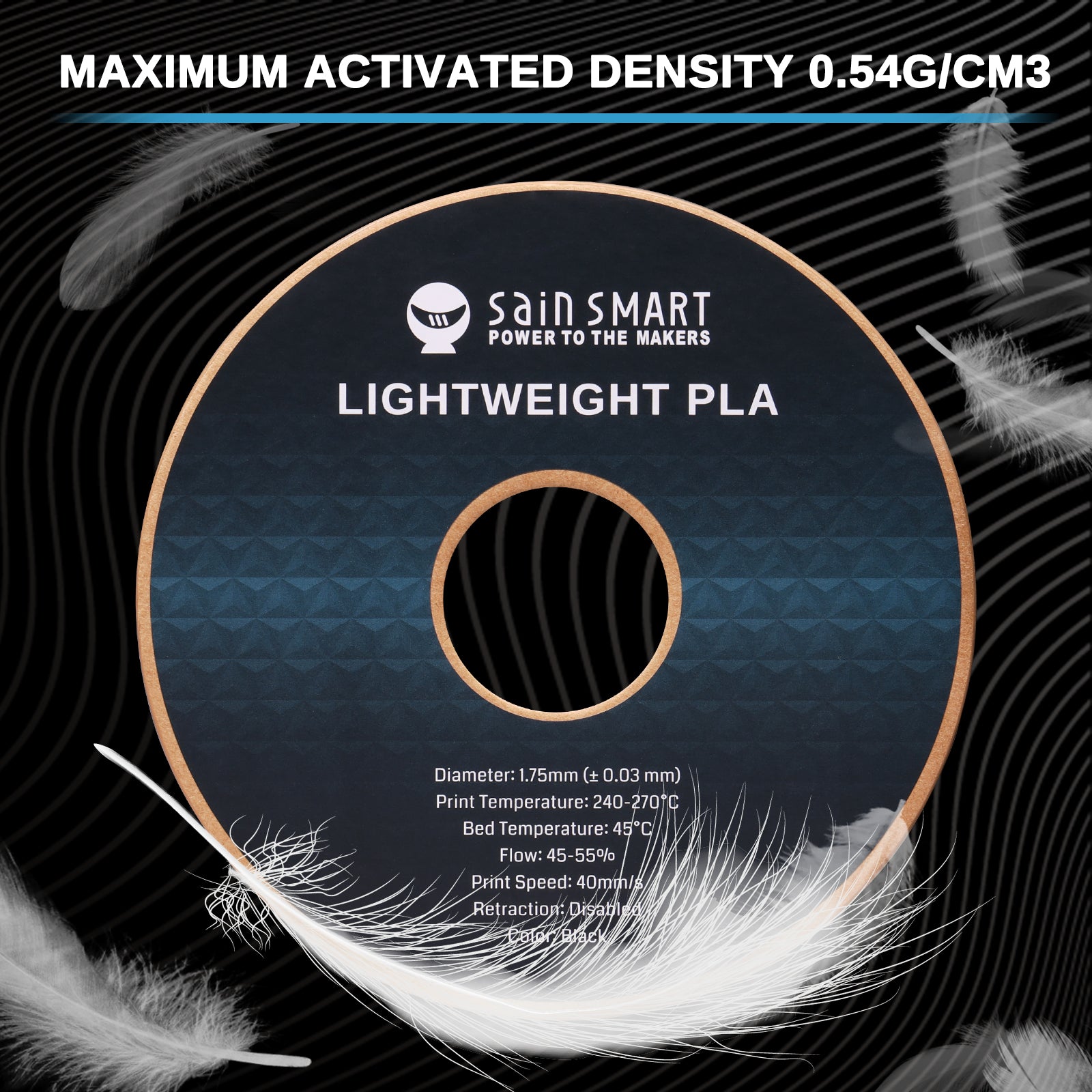 LW-PLA Filament, 1.75mm, Black & White, 1KG, Lightweight Low-Density Active Foaming PLA for 3D Print RC Planes Drone Parts SainSmart.com
