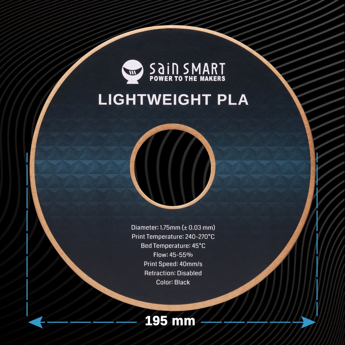 SainSmart LW-PLA Filament – Lightweight Active Foaming PLA, 1.75mm, 1kg (2.2 lb), Black or White SainSmart.com