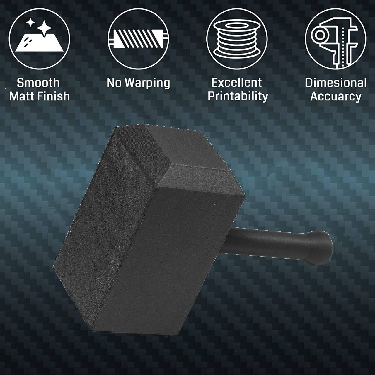 ePA12-CF 1.75mm Carbon Fiber Nylon Filament, 0.5kg, Accuracy +/- 0.05 mm, Black SainSmart.com