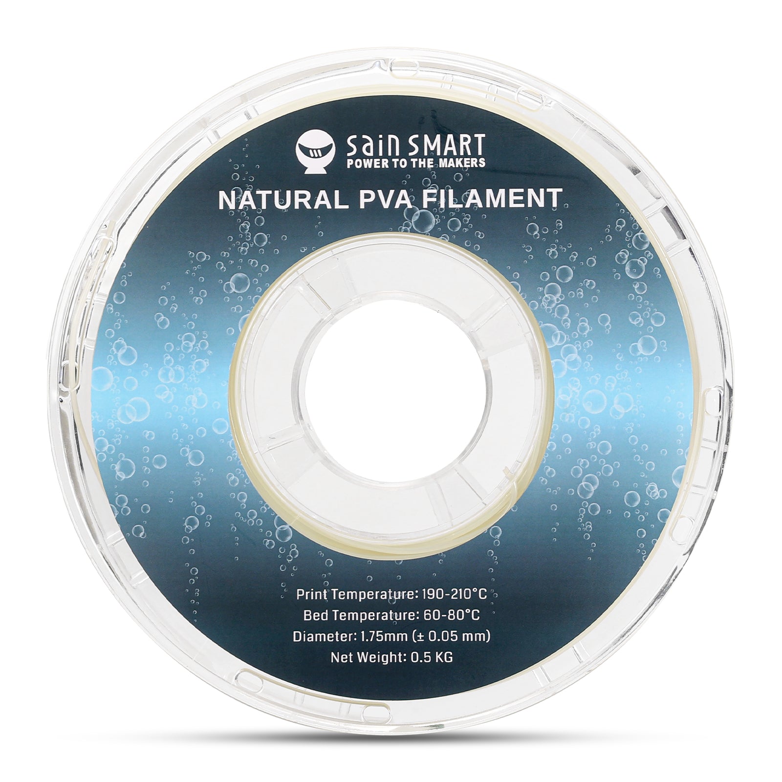 Natural PVA Dissolvable Filament, Water Soluble Support 1.75mm, 0.5kg/1.1lbs, Accuracy +/- 0.05mm SainSmart.com