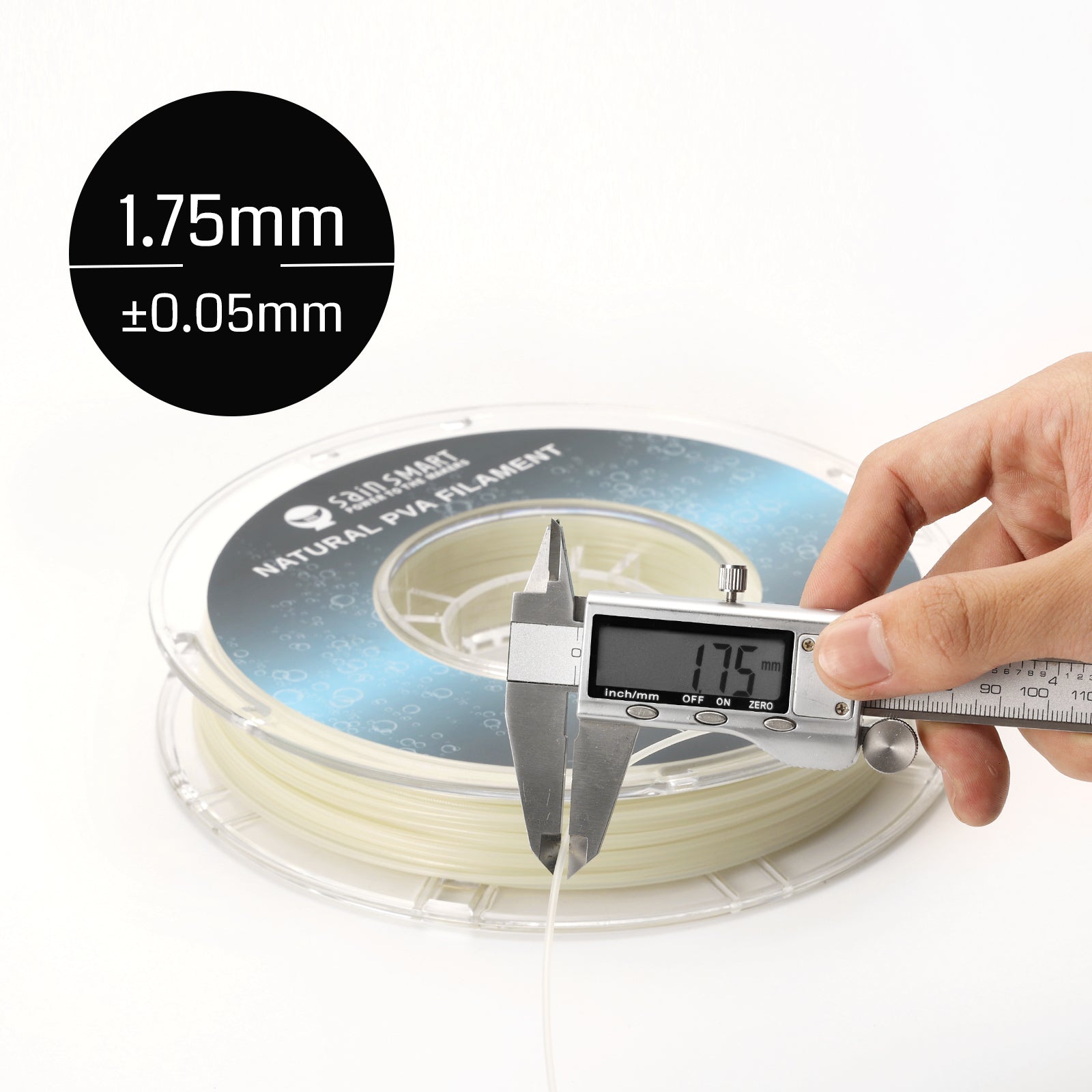 Natural PVA Dissolvable Filament, Water Soluble Support 1.75mm, 0.5kg/1.1lbs, Accuracy +/- 0.05mm SainSmart.com