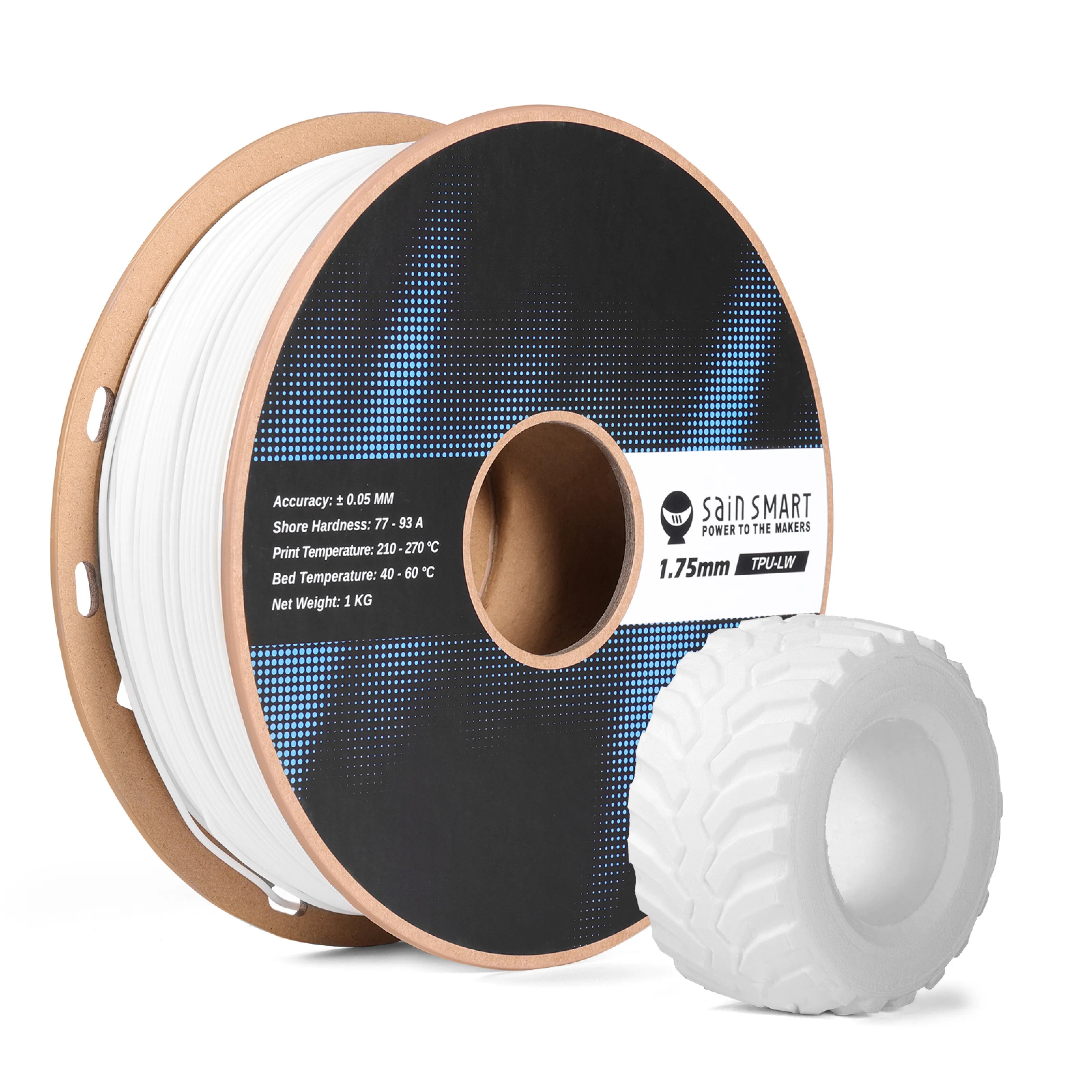 Lightweight TPU Filament 1.75mm, Foaming LW-TPU 77A–93A, High Resilience & Matte Finish SainSmart.com